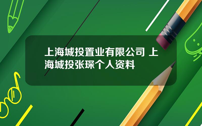 上海城投置业有限公司 上海城投张琛个人资料